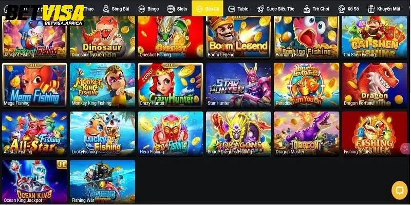 Top game hấp dẫn hiện có tại sảnh bắn cá Betvisa